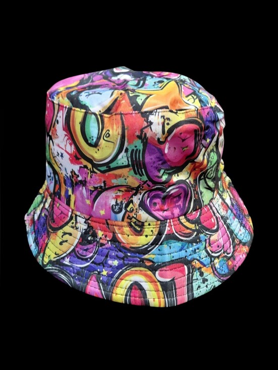 Fashion Hat Accessories - 'LOVE' Graffiti Unisex Bucket Hat 22"/23"
